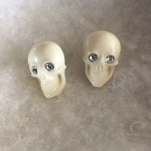 Tarina Tarantino White Skull Earrings with Swarovski Crystals